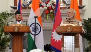The Prime Minister, Shri Narendra Modi and the Prime Minister of Nepal, Shri K.P. Sharma Oli at the joint media briefing, at Hyderabad House, in New Delhi on February 20, 2016.