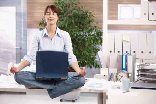 Meditation with laptop