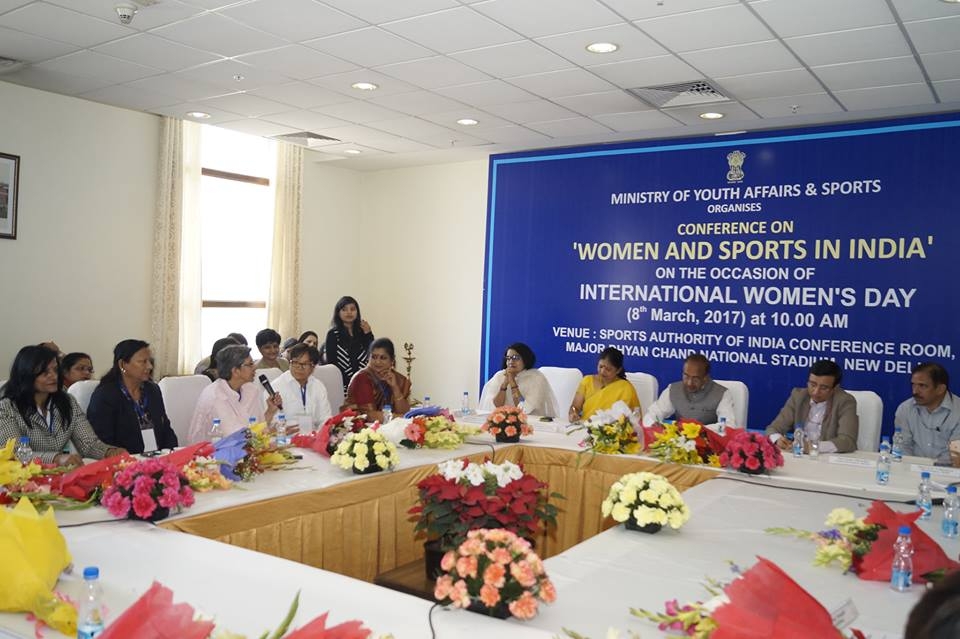 New Delhi: Union Minister of State (I/C) for Youth Affairs and Sports Vijay Goel during a conference on 'Women and Sports in India' on International Women's Day in New Delhi on March 8, 2017. (Photo: IANS)